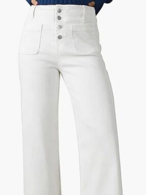 3 x Sidefeel Women's Wide Leg Jeans High Waisted Jeans Blue, White, Pink
